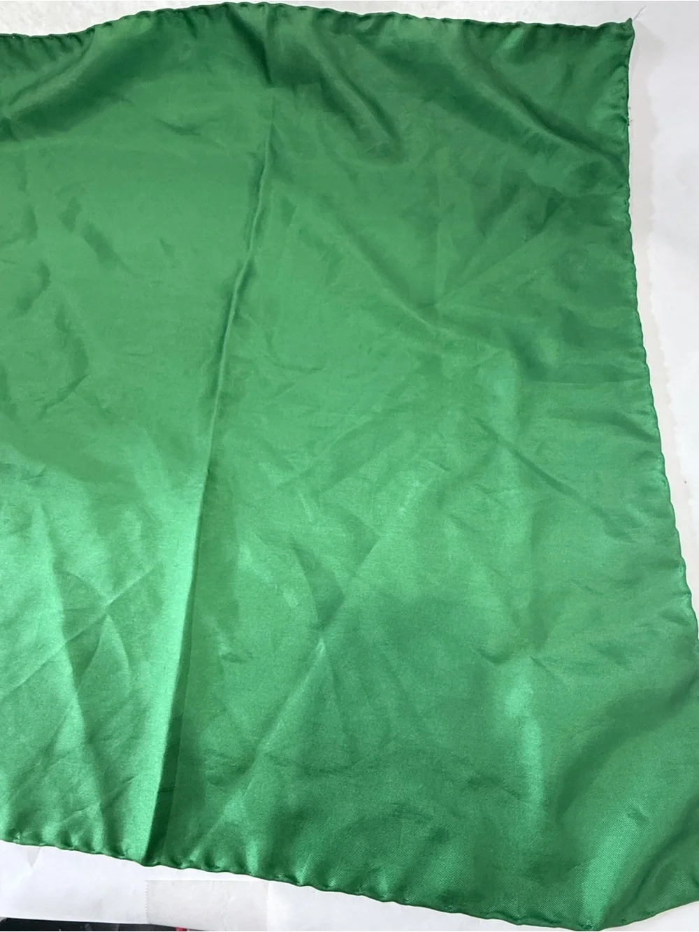 Vintage Silk Solid Green Satin Finish Square Scarf